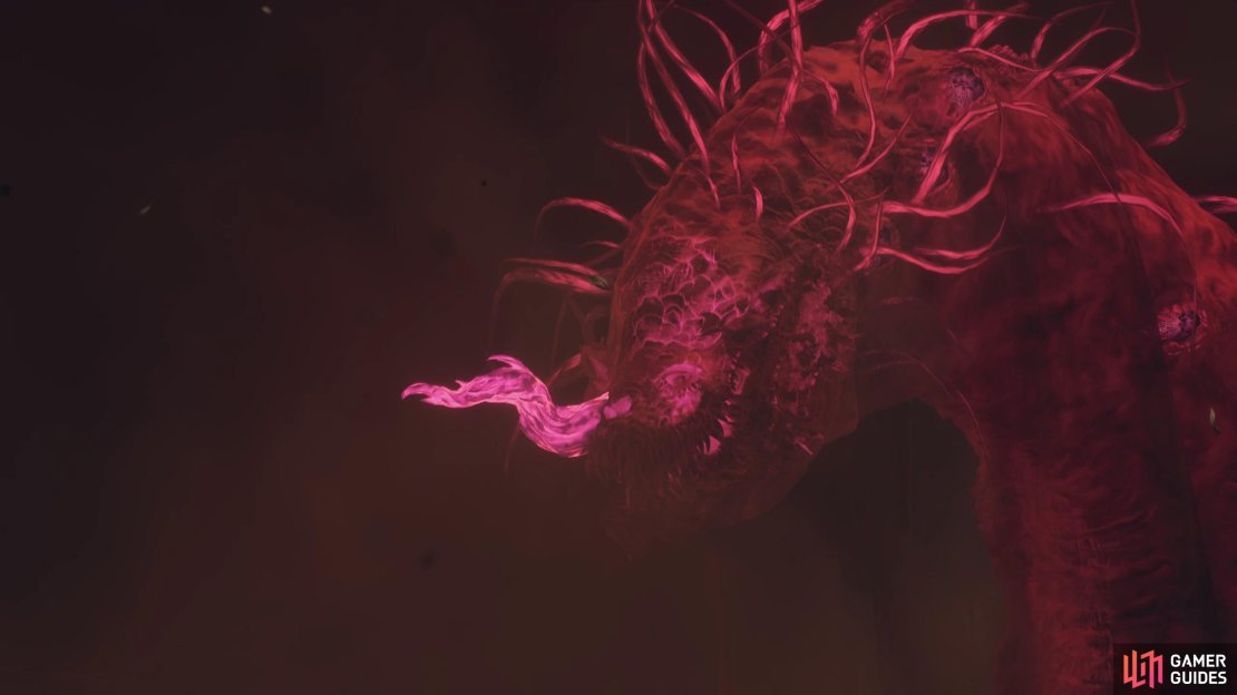The Island Encampment Purgener is a serpent-like creature that breathes fire.