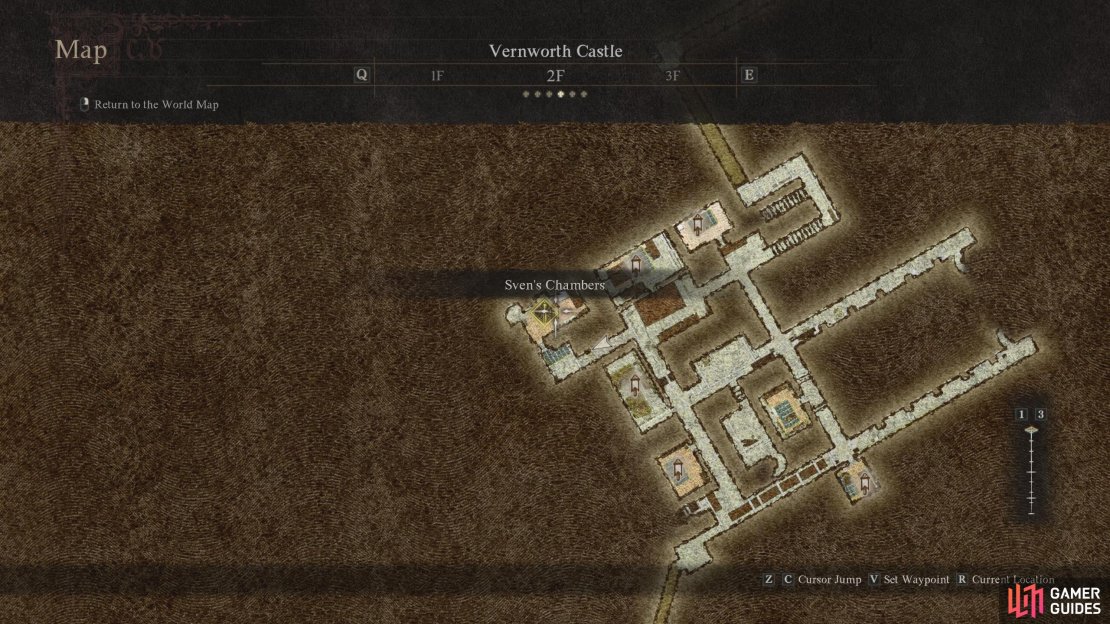 You’ll find Sven in his chambers on the second floor of Vernworth Castle.
