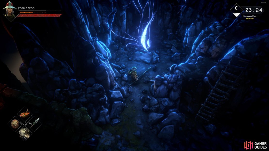 This Whisper is at the entrance to the Nameless Pass.