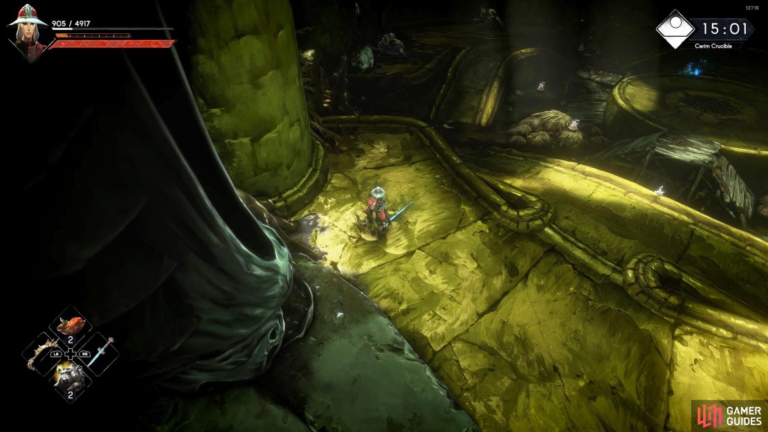 This is a small floor with a couple of enemies to the northwest,.