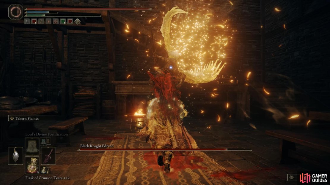 Edredd will frequently use the Wings Ash of War against you. Roll through the attack when it reaches you.