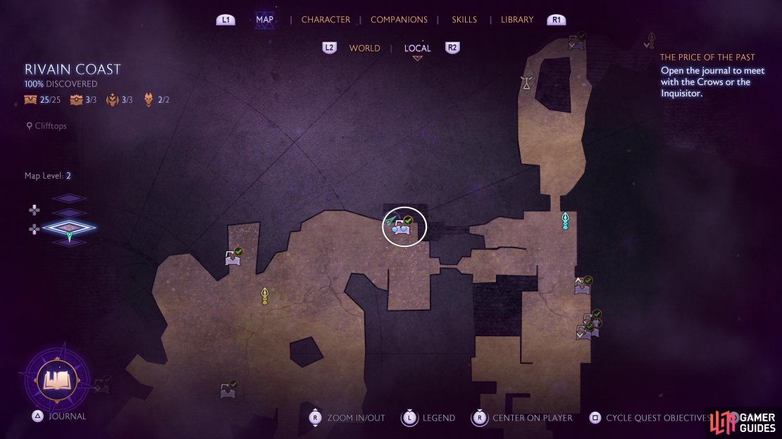 The next available chest can be found in the Clifftops area.