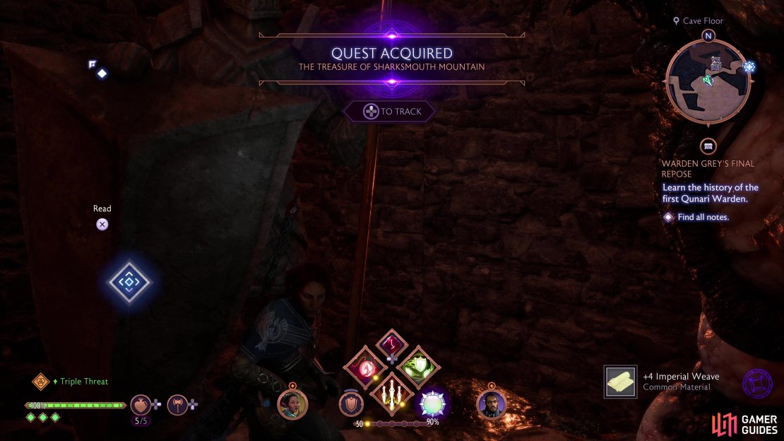 You can begin the quest by alternatively finding a clue in the Lava Caves.