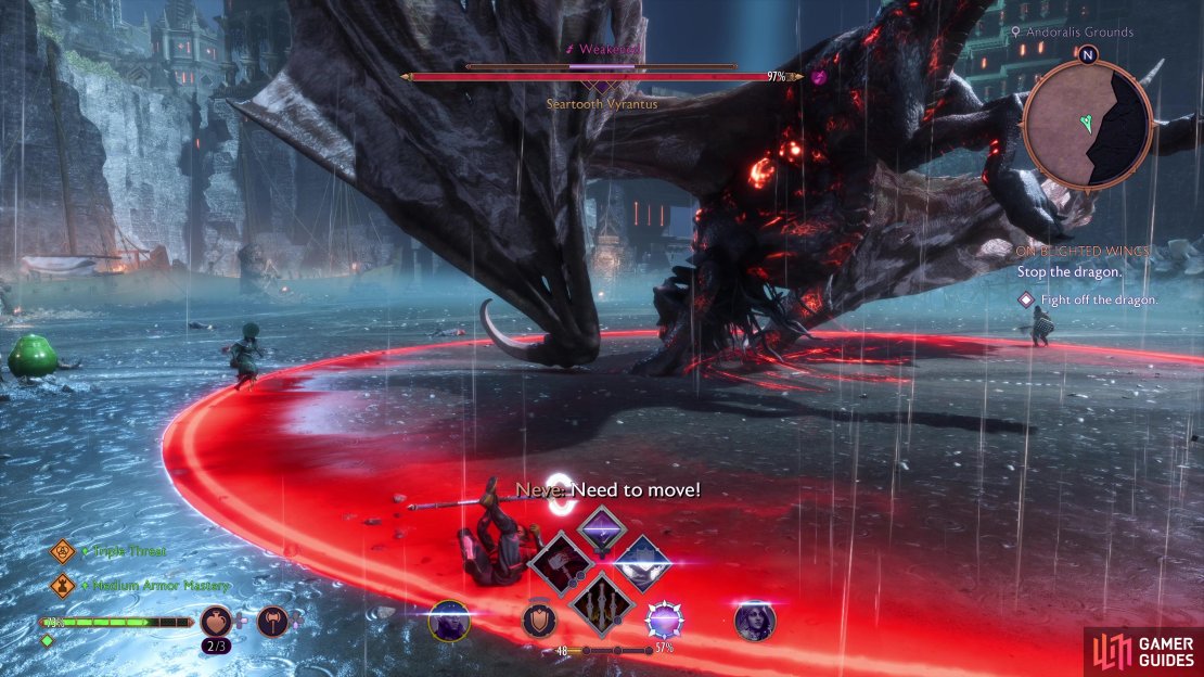 Try to dodge roll at the moment of impact to avoid the drop slam if you’re too close.