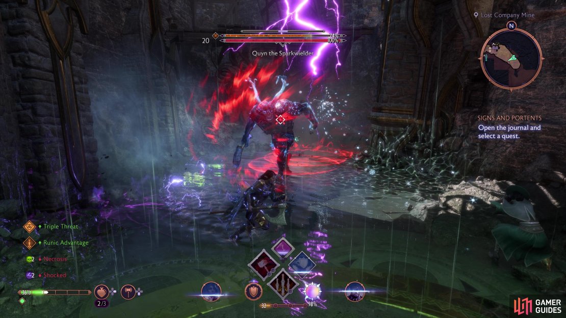 Quyn will coat himself in electricity and charge at you.