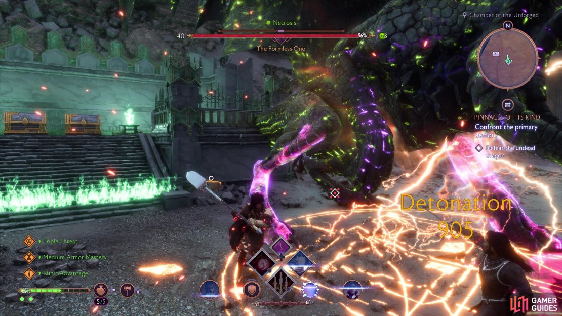 Look for the glowing legs to detect a weak point.