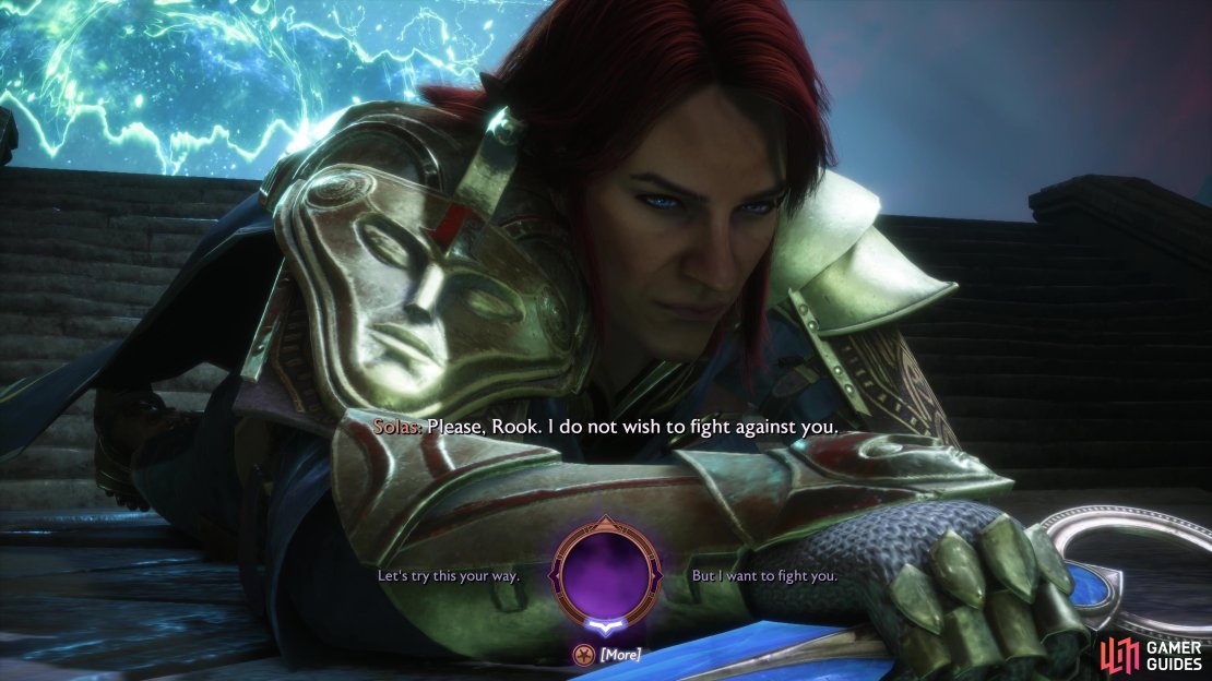 After defeating the final boss, you must choose how to handle Solas.