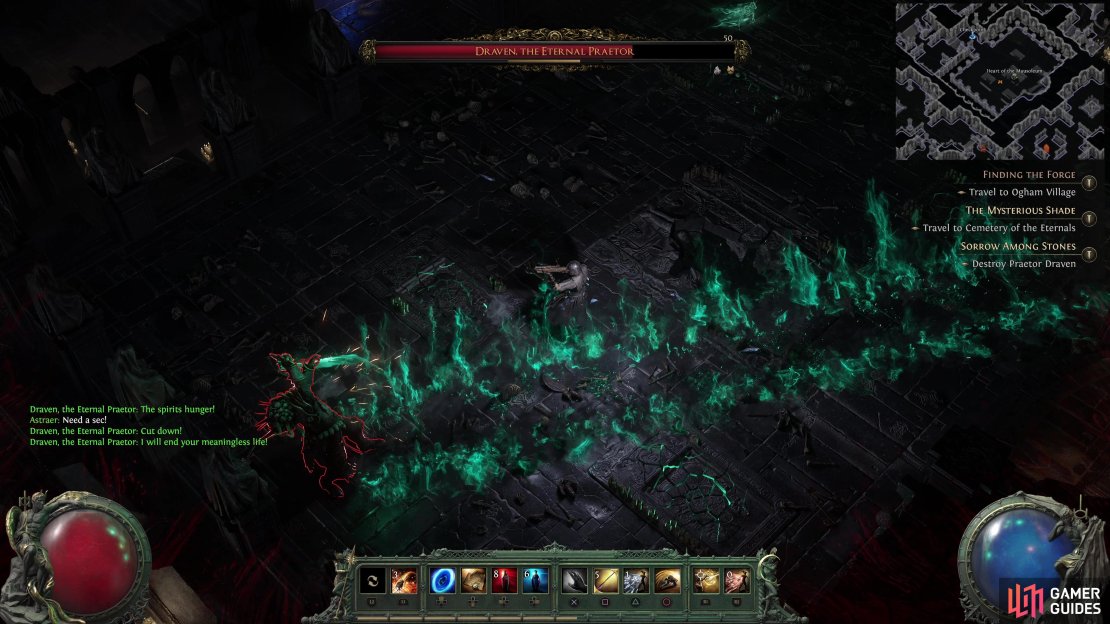 Draven will slash in a line AoE that spreads out to the side.