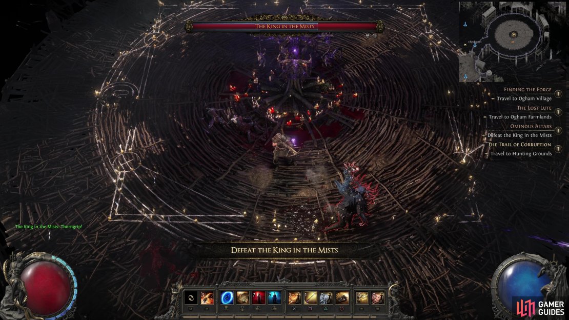 The King in the Mists is a boss in the Ominous Altars quest of Act 1 in Path of Exile 2.