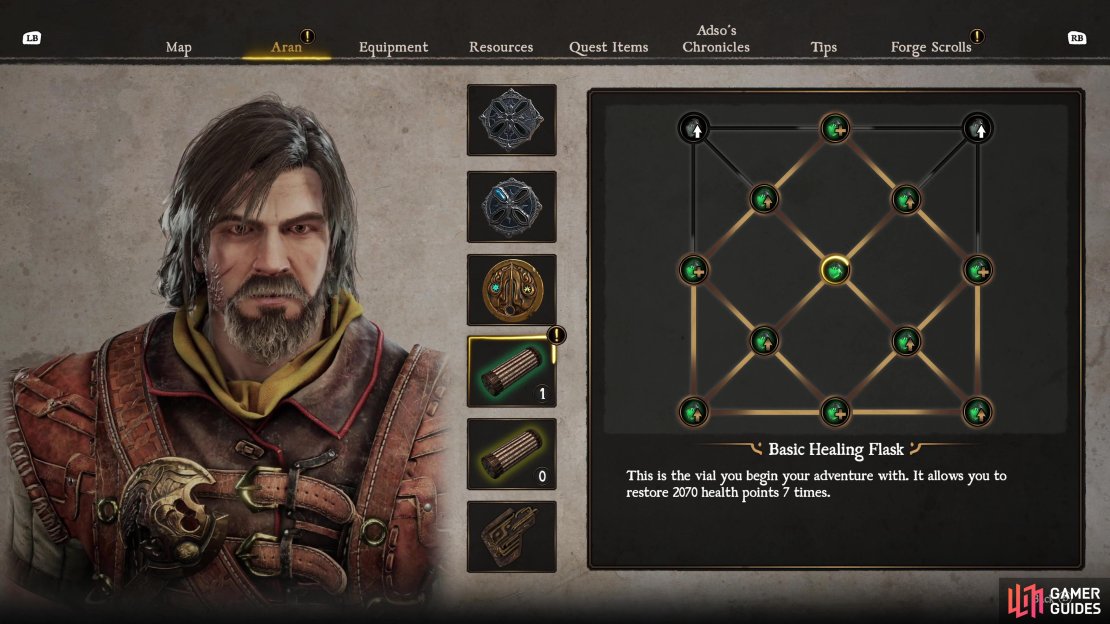 Life Criptex in Blades of Fire will increase the number of healing flasks and its effectiveness for Aran.