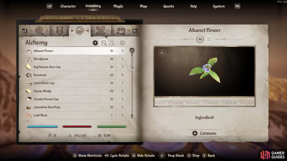 Each ingredient has four effects for potions.