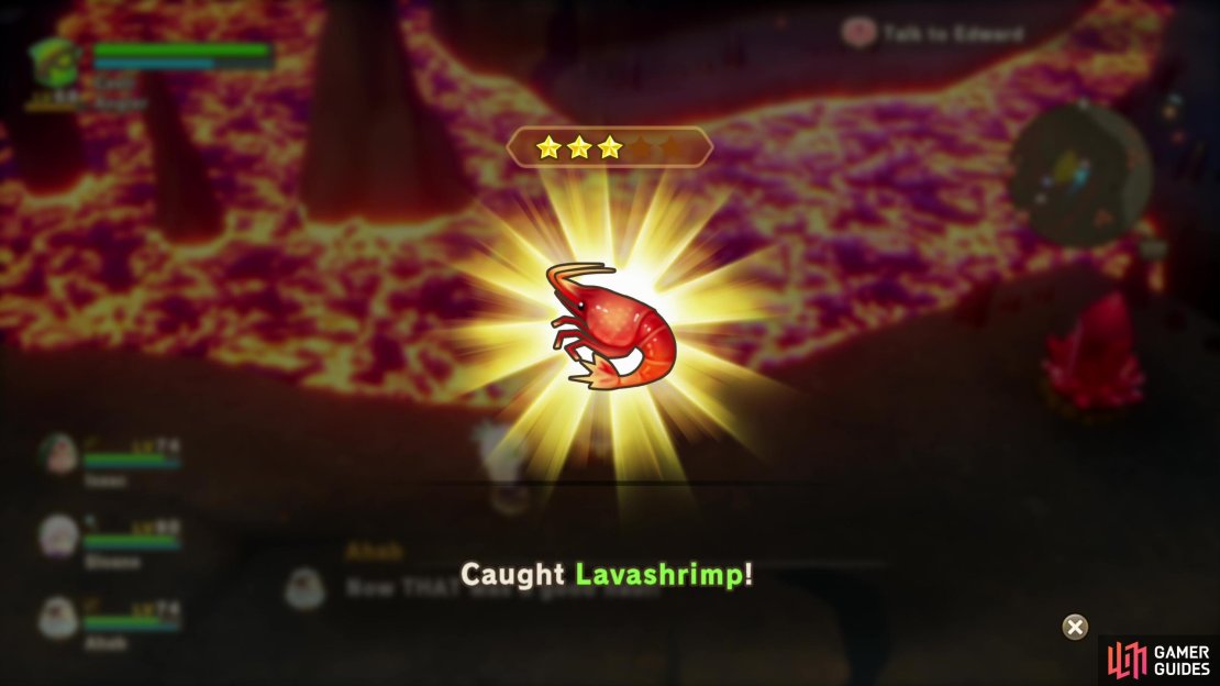 Technically the only non-fish on the list, the Lavashrimp can be found in the magma flows on the Moltana Wastes, Ginormosia.