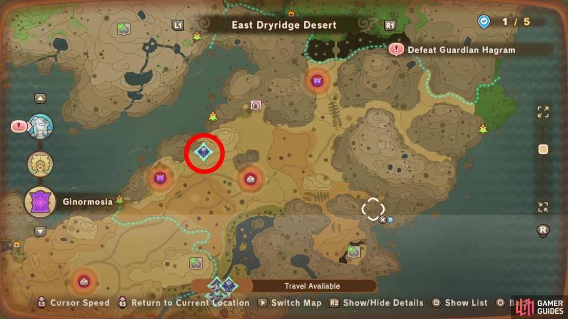 The location of Googlius’s Tower on the map.