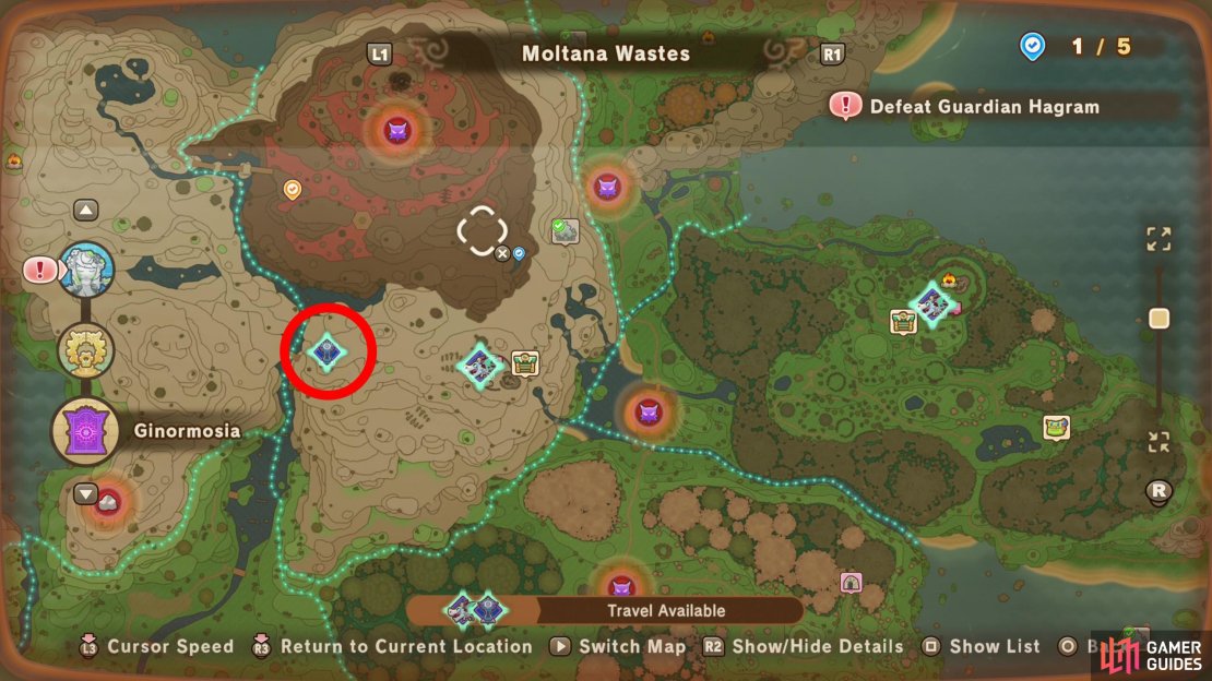 The location of Googlisha’s Tower on the map.