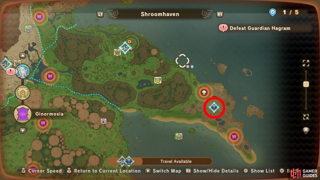 The location of Googlithy’s Tower on the map.