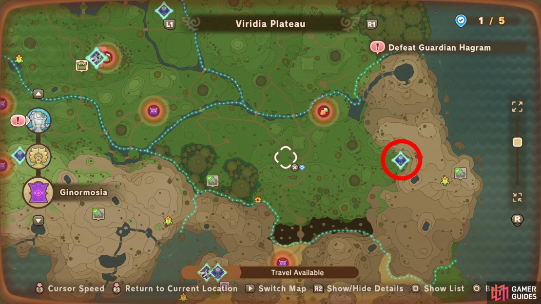 The location of Googlilock’s Tower on the map.