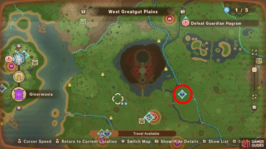 The location of Googlelot’s Tower on the map.
