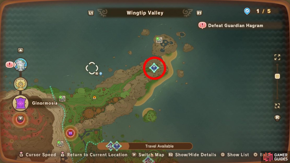 The location of Googloria’s Tower on the map.