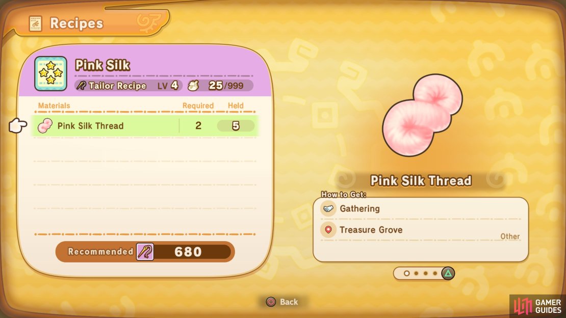 Pink Silk Thread is something you will want to farm from enemies.
