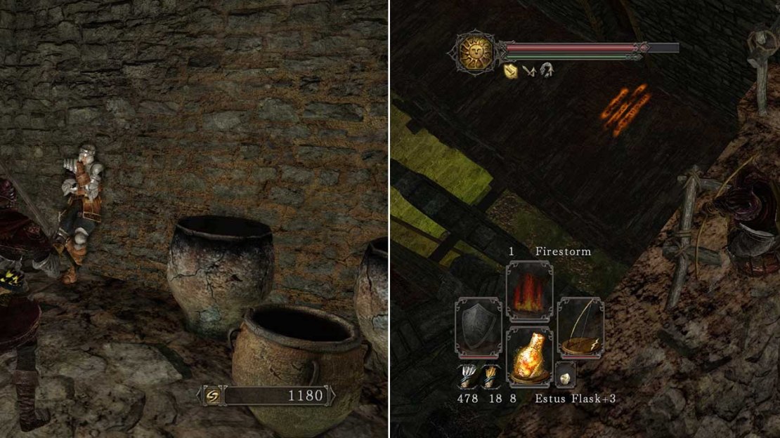 Chat to Pate and look down for the hidden ledge leading to a powerful scroll.