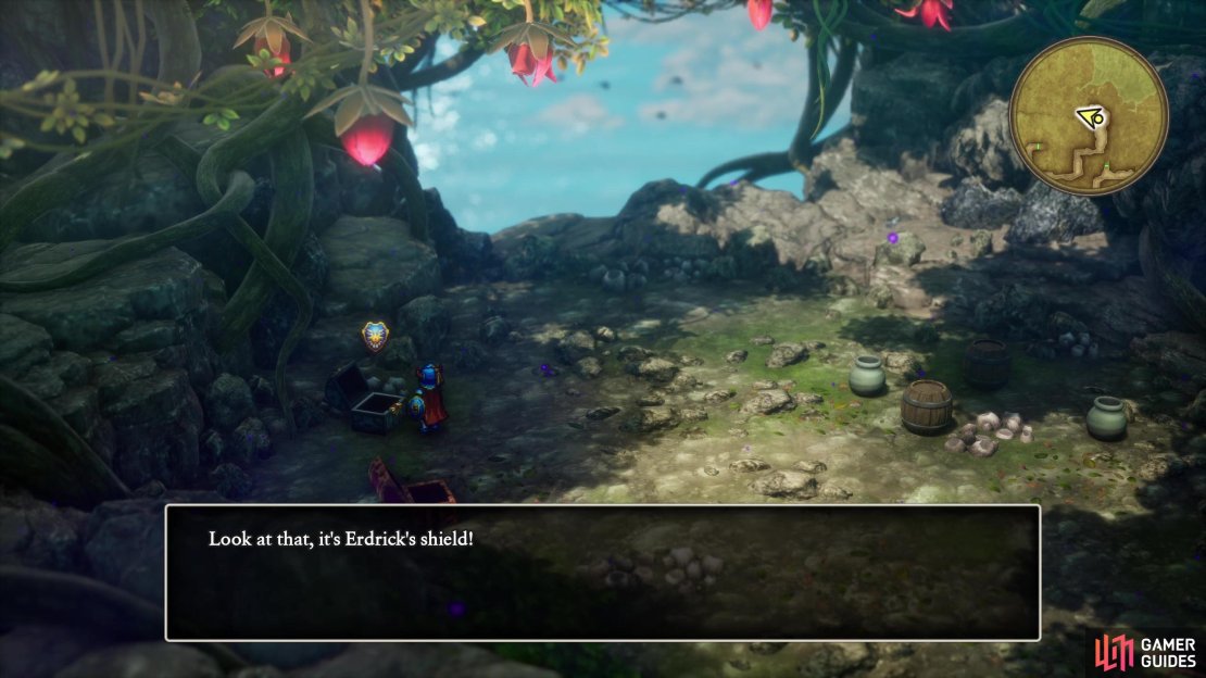 Erdrick’s Shield can be found in a green chest in the Weeping Isle - Exterior map. You need the Ultimate Key to open this chest.