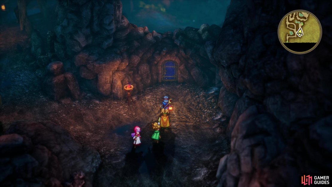 Go through a blue door along the southeastern edge of the Quagmire Cave - B1 to reach B2,