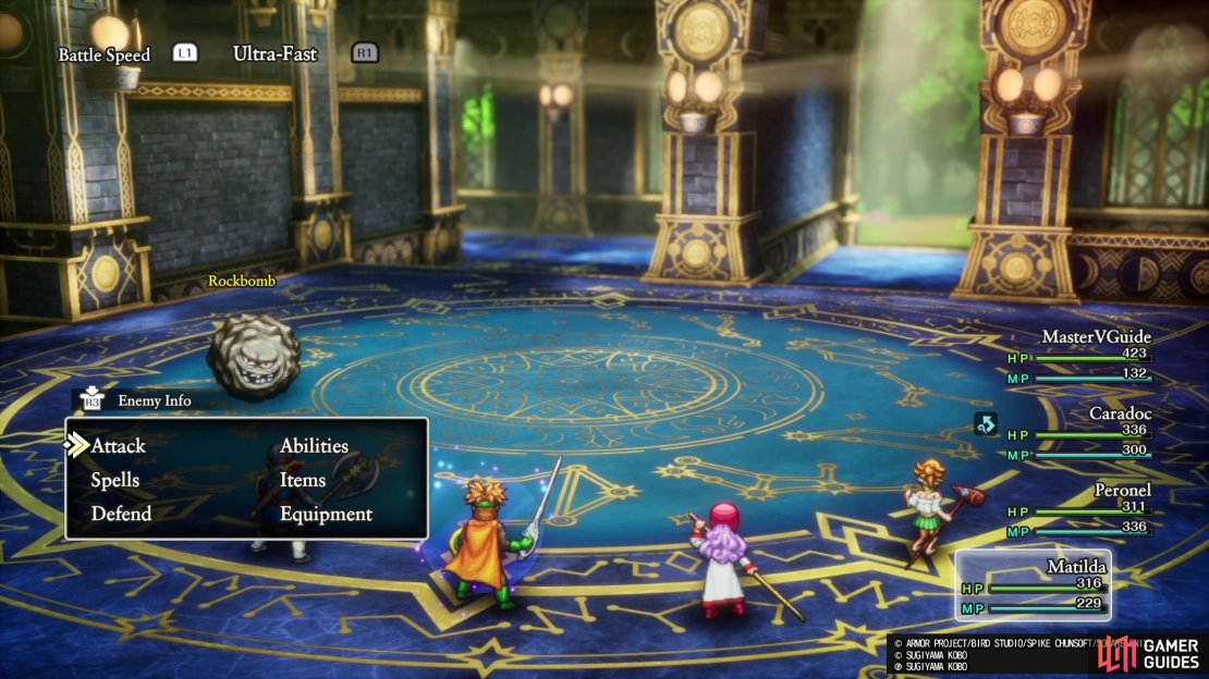 Get into a battle and kill all other enemies except for a single Rockbomb.