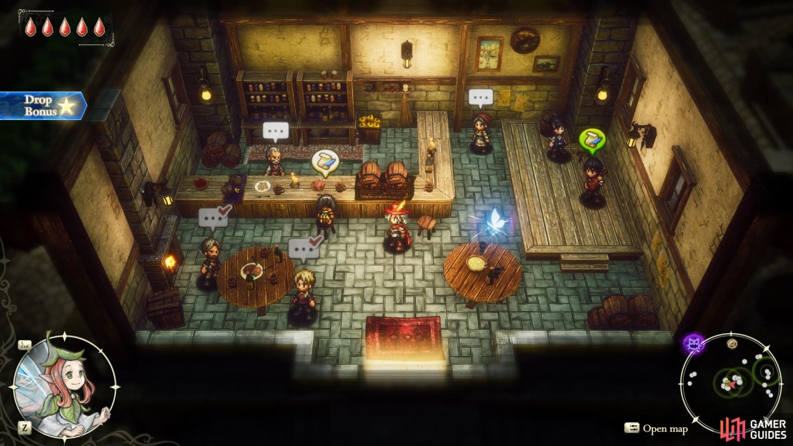 Complete the Dragonpillar dungeon in the Age of Budding, then talk to Euygene in Castle Huther. Once done, talk to Baccane in the tavern along the southern edge of Huther to start the quest “Sturm and Drank”.