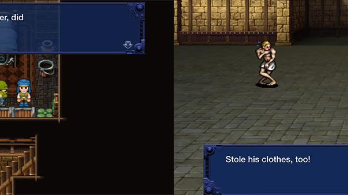 Talk to the merchant in the Item Shop first. You will enter a battle and you can simply Steal from him. You will then take his clothes for a disguise!