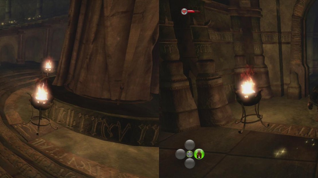 Grab the silver key from the open doorway at the top of the circular staircase.