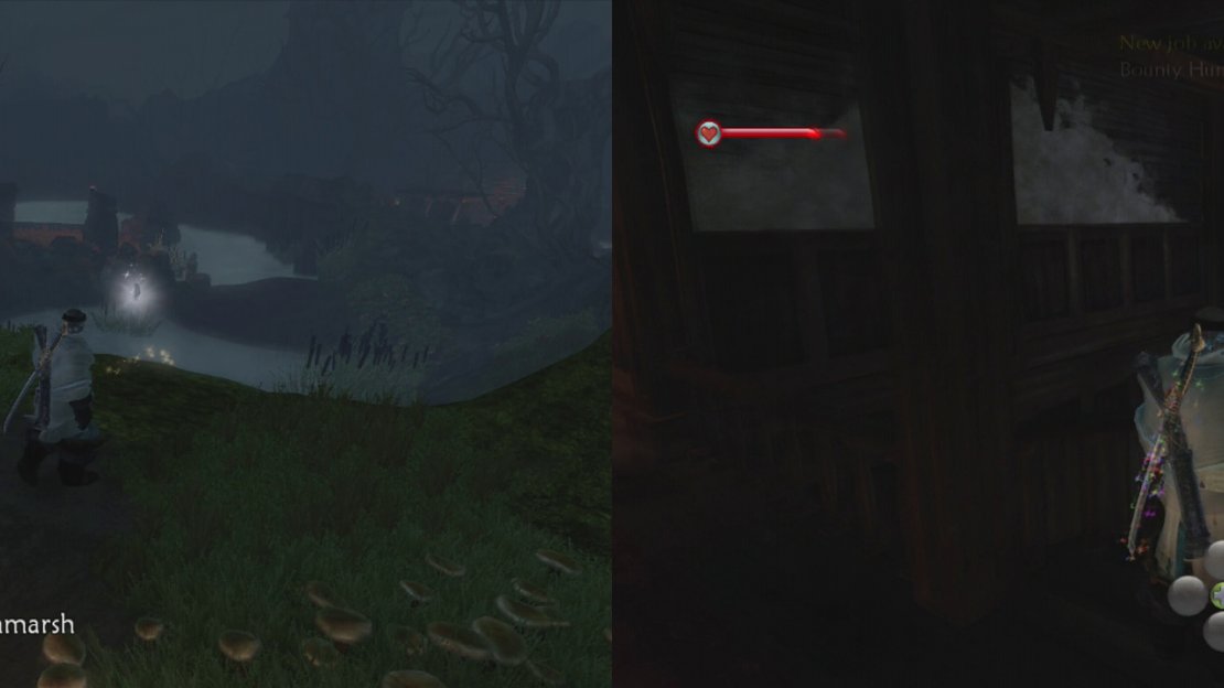Exit to Wraithmarsh to find a key (left). Return to the gravekeeper to hand in the body part (right).