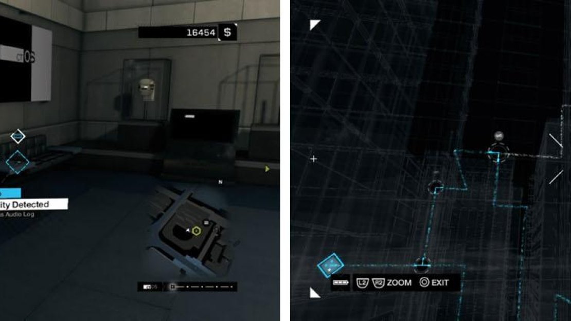 Grab the Malcolm Deodato 02 audio log (left) and then hack into the hotspot (right) to reach the server room.
