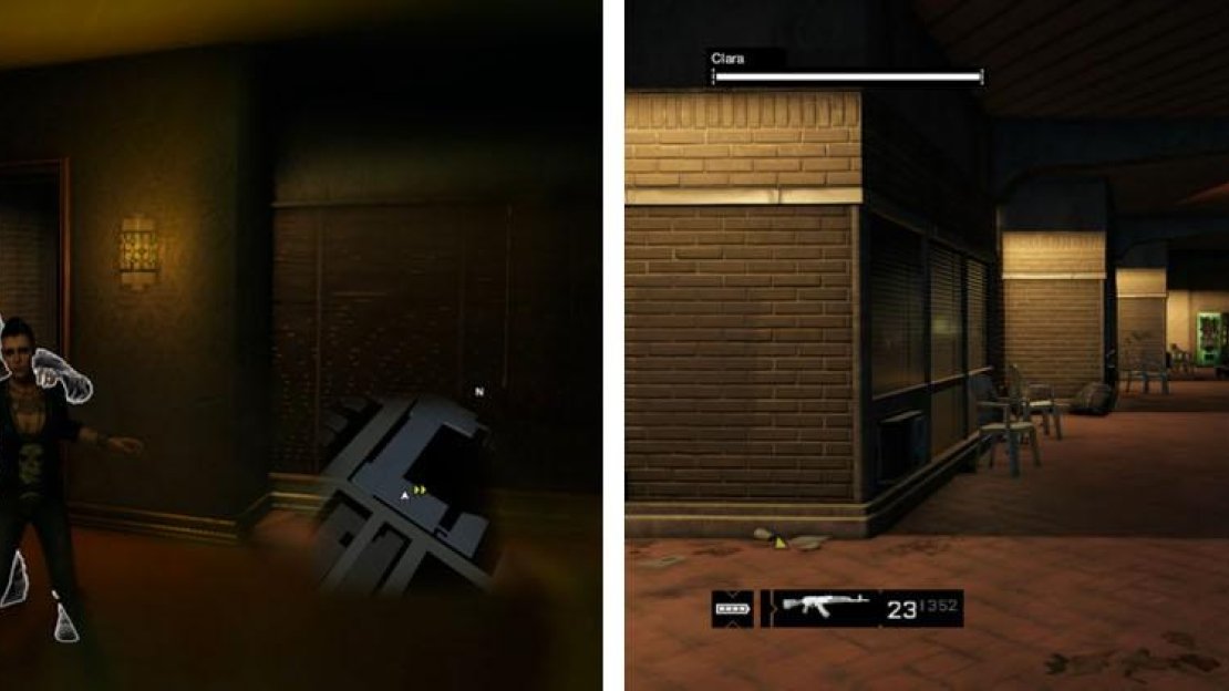 Save Claire from the Fixer (left) and the head out and take cover up front to draw enemy fire (right).