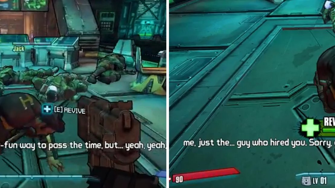 To revive Jack, simply go back to his body and press/hold the button shown. Note that this also extends to co-op partners who happen to be downed.