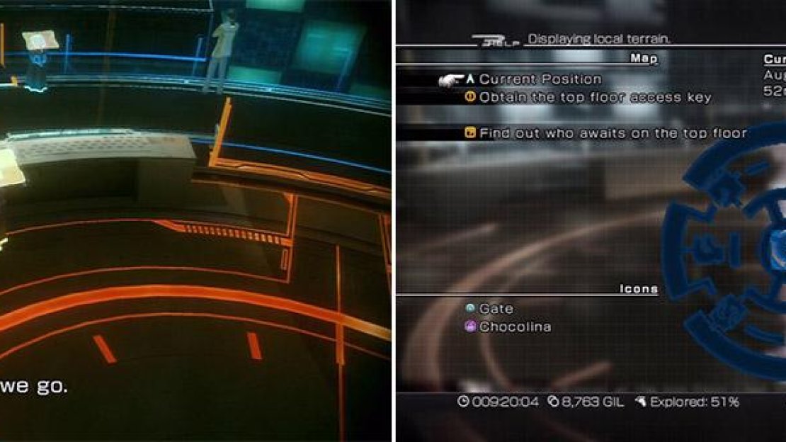 With Access Key 52 you can now go higher (left). Here you must reach the northeast room (right).