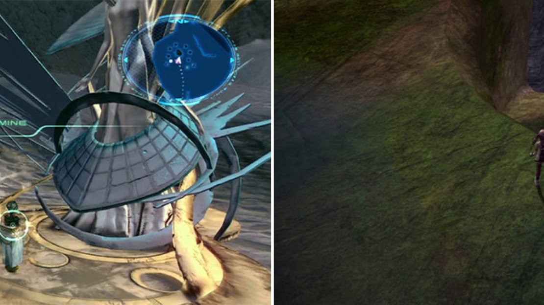 Another Wild Artefact awaits you here (left). Wild Artefact down in the ravine (right).