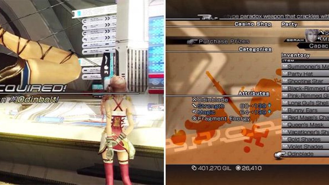 Odinbolt for Serah (left). Odinblade for Noel (right).