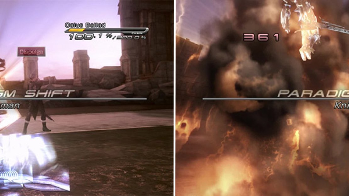 Dispelga only causes minor magical damage but can completely remove all buffs you have (left). As well as heavy damage, Obliterating Breath can launch you up into the air, stopping you from attacking at all (right).