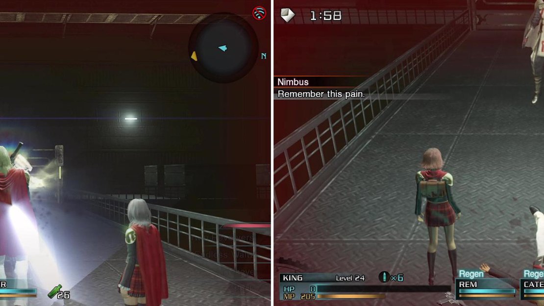Nimbus will appear out of nowhere and kill your active leader (left). If this is a character you like, make sure you have a way to revive them.