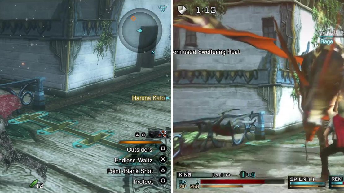 The Diepvern can change the weather conditions (left) affecting its attacks and yours too. Watch near death as it will become enraged and charge at you (right).