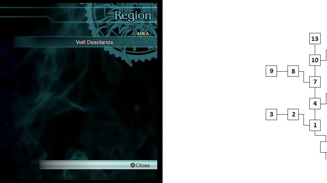 The location of the dungeon on the overworld (left), as well as the map for the dungeon itself (right).