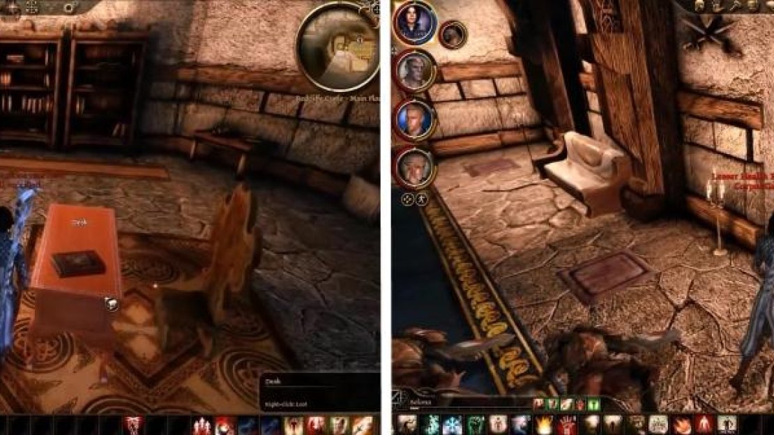Examine the Chamberlain’s corpse for the Vault Key. In the western room, search the desk for Alistair’s Mother’s Amulet.
