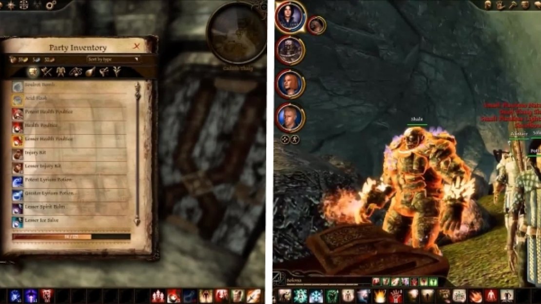 Check the corpse of the Hurlock Emissary for some nice items (left). At the end of everything is the Golem Monument where Shale will explain more about golems.