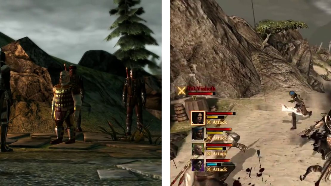 After saving the dwarf on the way to the Wounded Coast (left), foillow his advice and take out the Tal Vashoth (right) in the Wounded Coast.