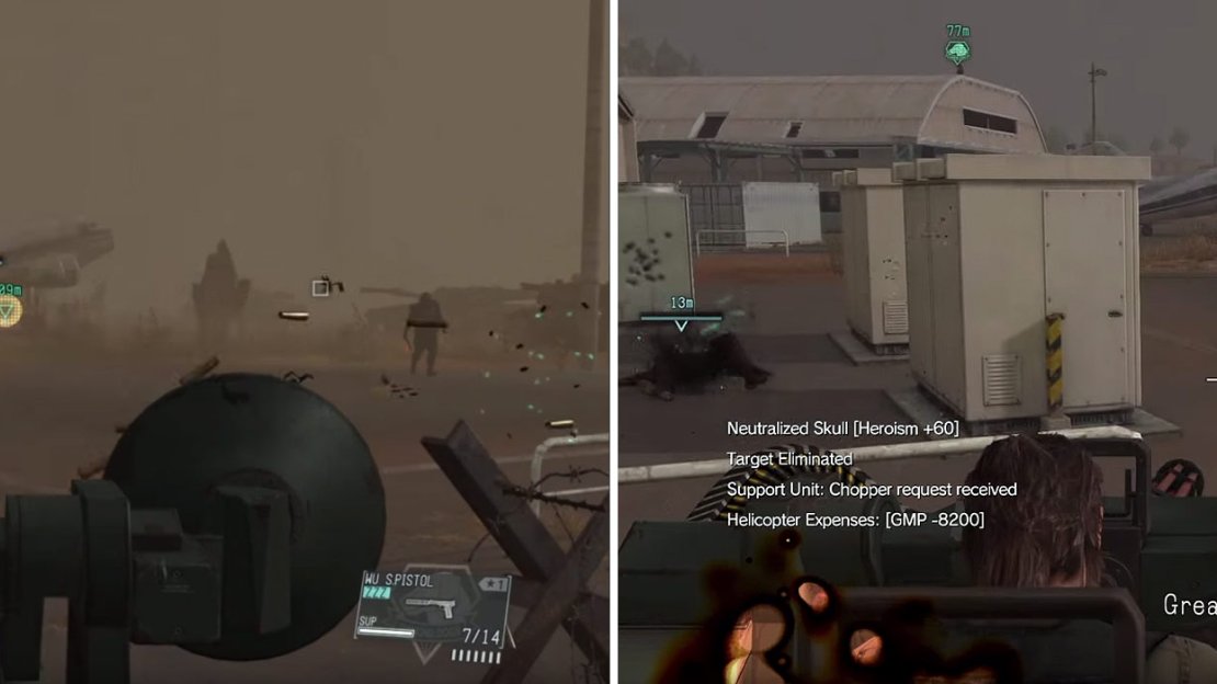 Run to the turret after luring the skulls into the open (left). With some luck you will be able to nuke them all quickly with the turret (right).