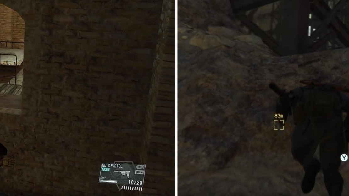 You can also sneak to the helipad by cilmbing through this window (left) and sneaking up to the gantry level through the hole in the wall (right).