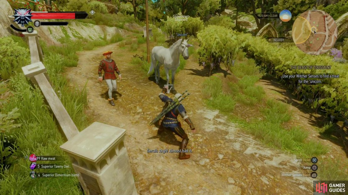 You can use Axii on the “unicorn” to calm the beast down,