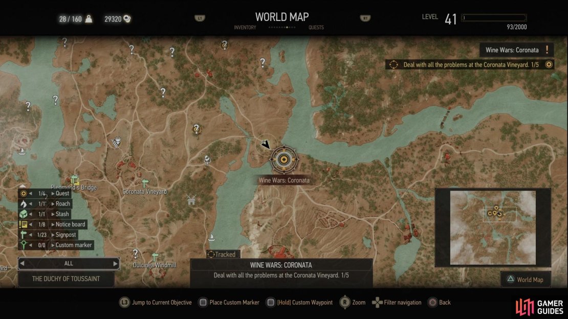 The location of the Coronata Hidden Treasure site.