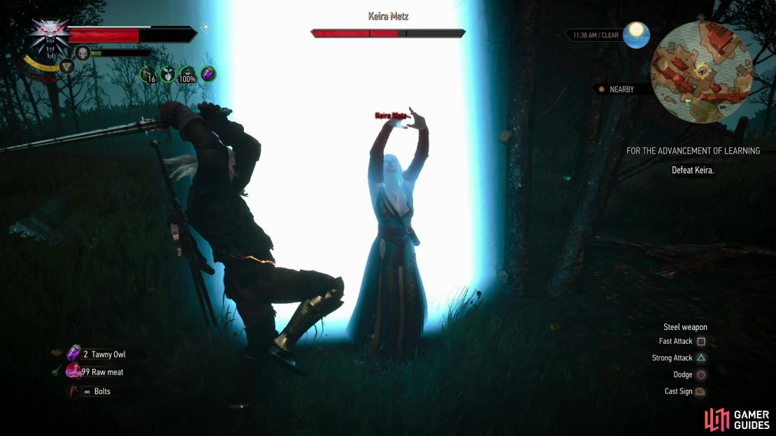 Get too close and she’ll teleport to safety,