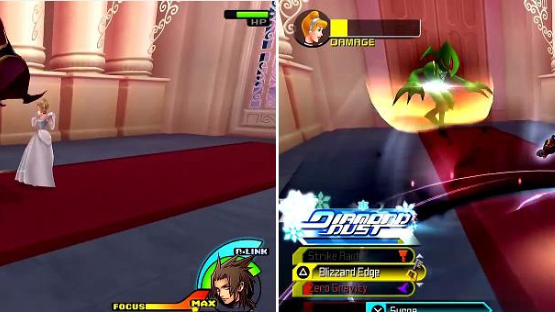 The enemies can sneak in and hit Cinderella if you aren’t careful (left). As you progress further towards the ballroom, the enemies get harder (right).